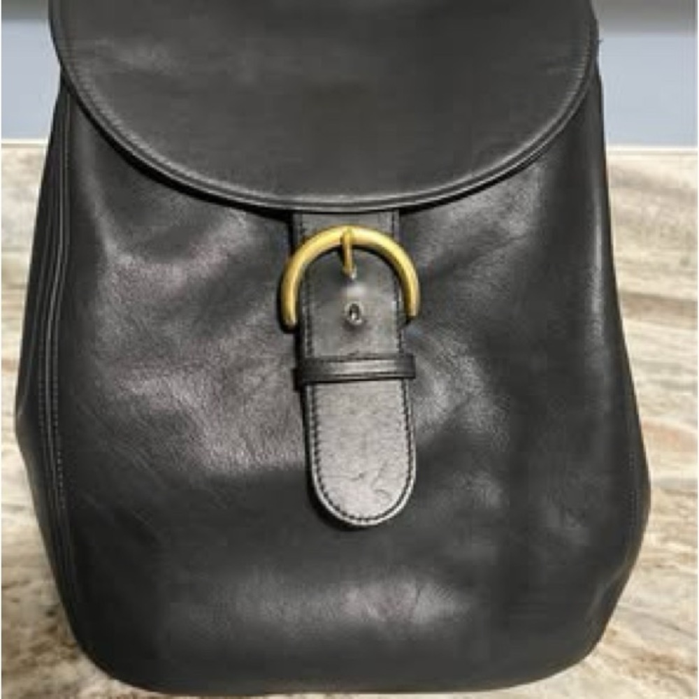Vintage Black Glove Leather Coach Bac Sac